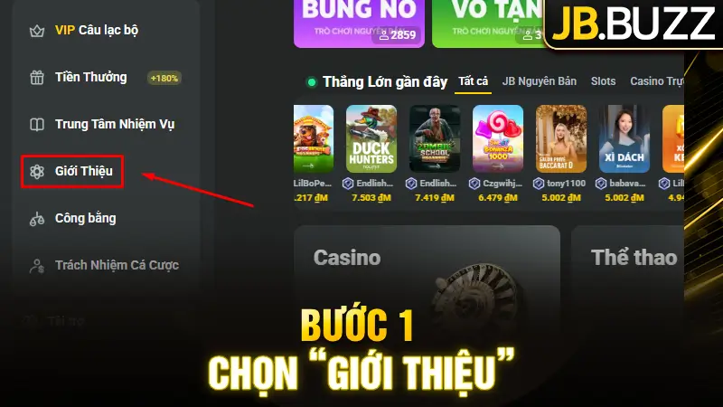 Chọn “Giới thiệu” trên phần menu website