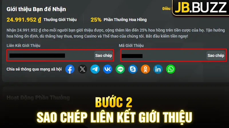 Sao chép mã liên kết tiếp thị