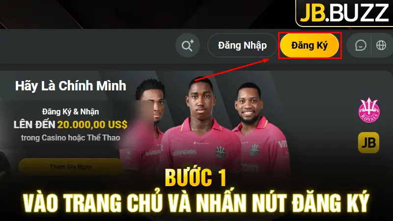 Bấm “Đăng ký” để vào mục tạo tài khoản JB