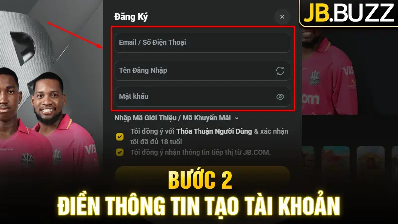 Điền các thông tin tạo tài khoản chi tiết
