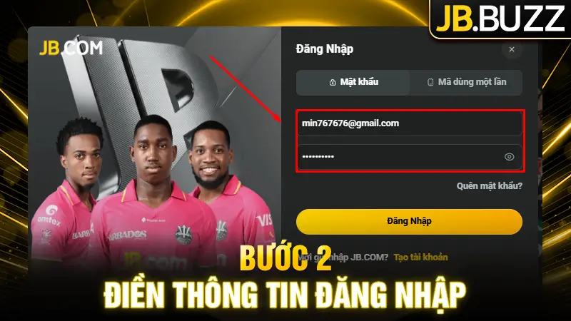 Điền thông tin tài khoản chính xác