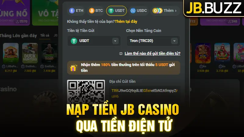 Hướng dẫn nạp tiền JB Casino thông qua tiền điện tử