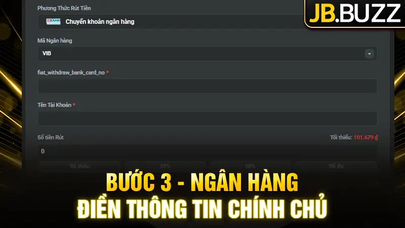 Điền các thông tin tài khoản ngân hàng chính chủ