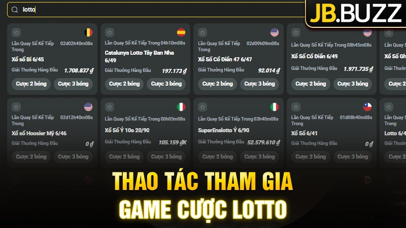 Thao tác tham gia game cược số Lotto tại nhà cái JB Casino